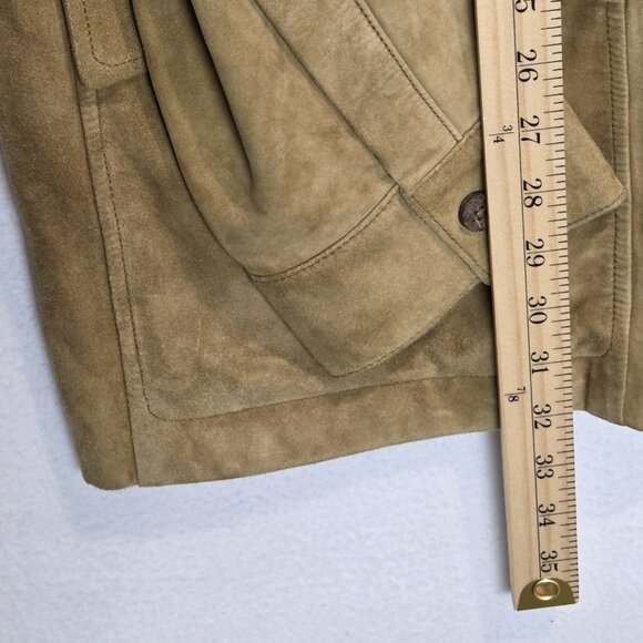 Vtg Tommy Bahama Jacket Mens Large Tan Brown Suede Button Chore Barn Pockets - Picture 8 of 9